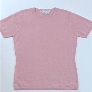 Real Clothes Saks Fifth Avenue Pink Silk Short Sleeve Sweater Women’s Sz M